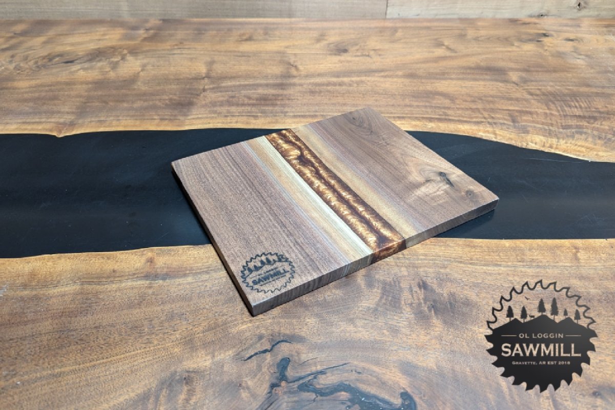 10" X 12" Walnut and Epoxy Serving Tray - Cowhide - My Store