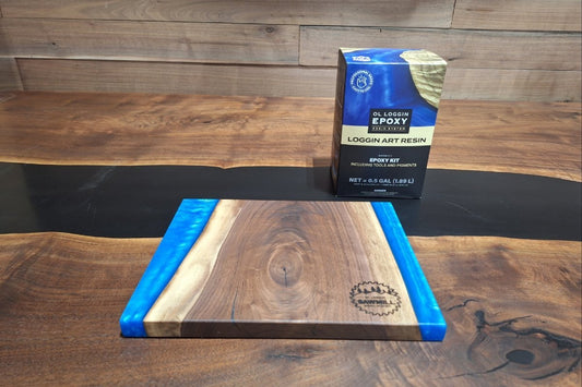 10" x 12" Walnut and Epoxy Serving Tray - Ocean Blue - My Store