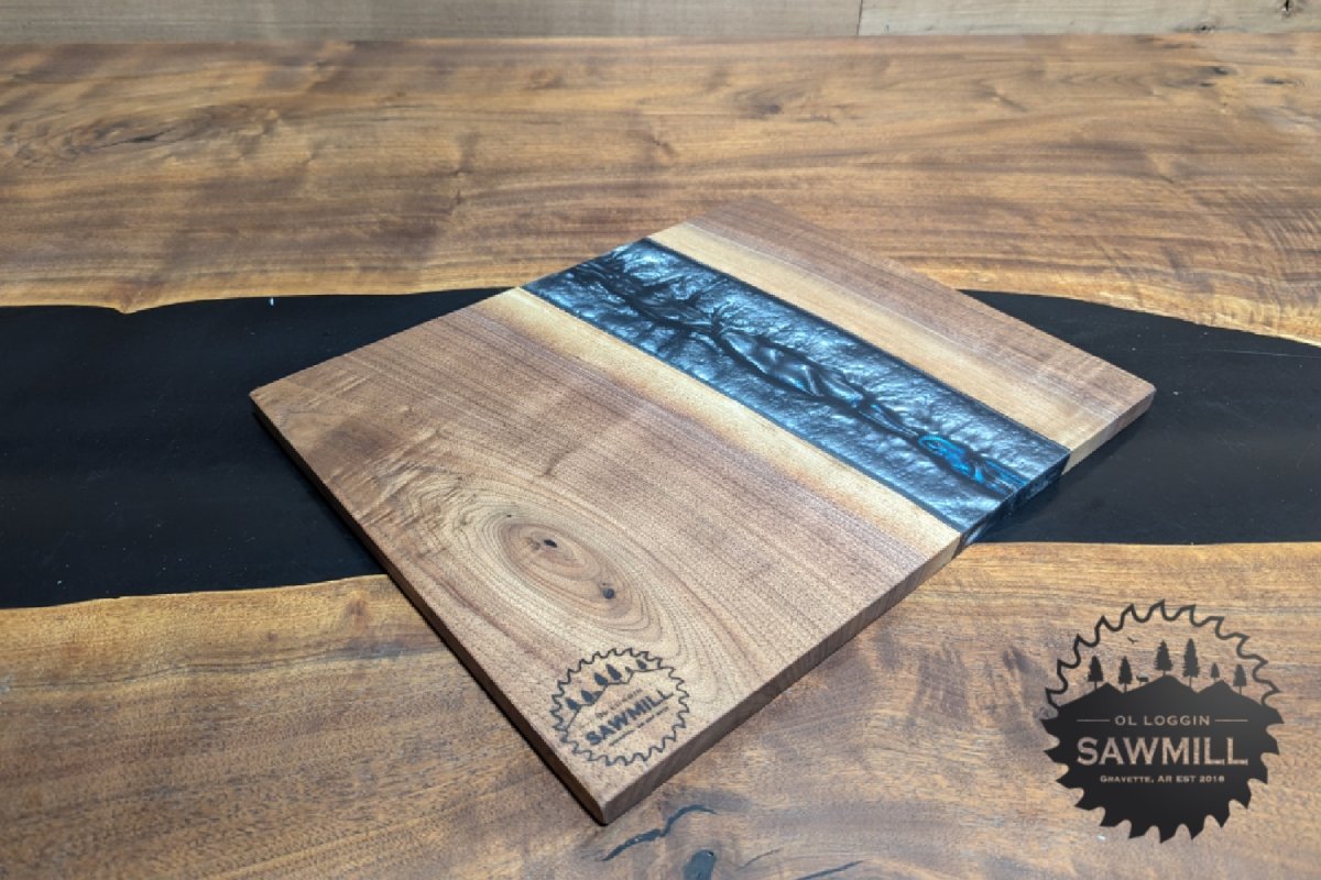 12" x 14" Walnut and Epoxy Serving Tray - Celestial Grey - My Store