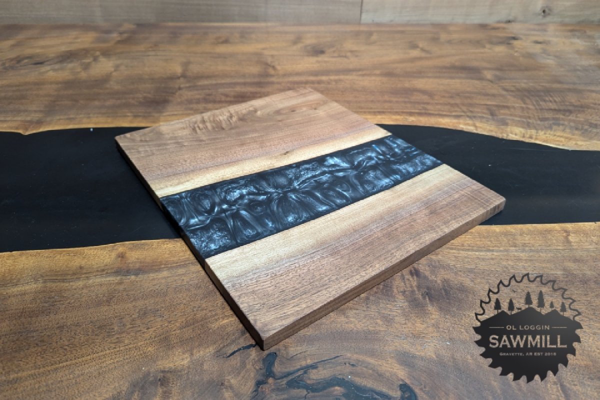 12" x 14" Walnut and Epoxy Serving Tray - Celestial Grey - My Store