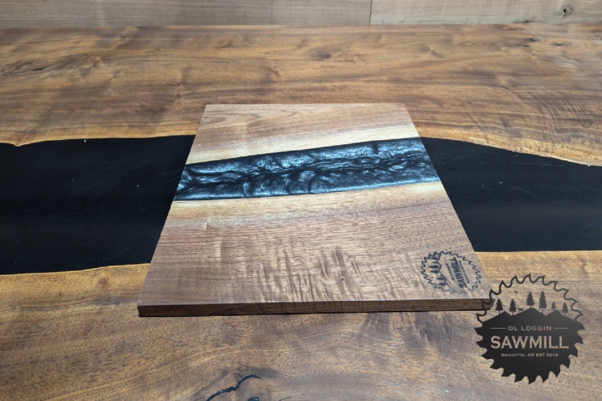 12" x 14" Walnut and Epoxy Serving Tray - Galactic Grey River - My Store