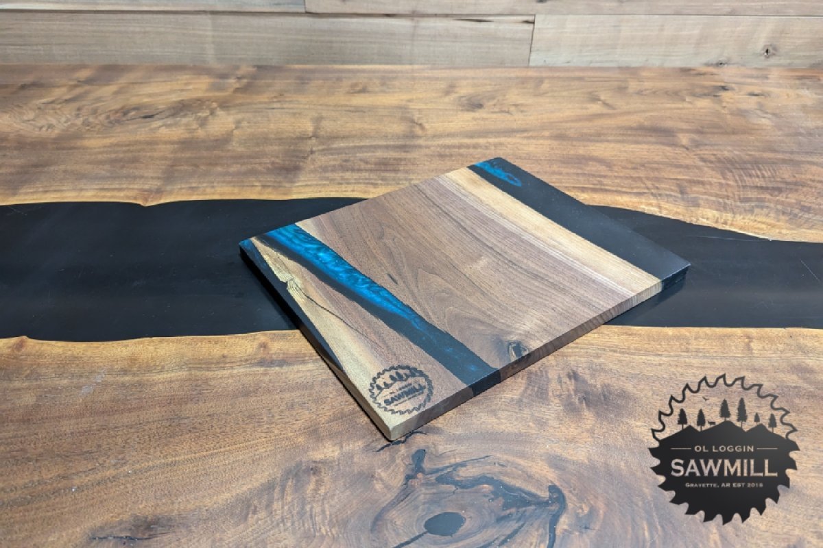 12" X 14" Walnut and Epoxy Serving Tray - Midnight River - My Store