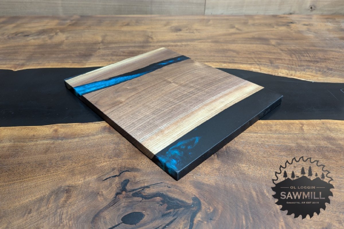 12" X 14" Walnut and Epoxy Serving Tray - Midnight River - My Store