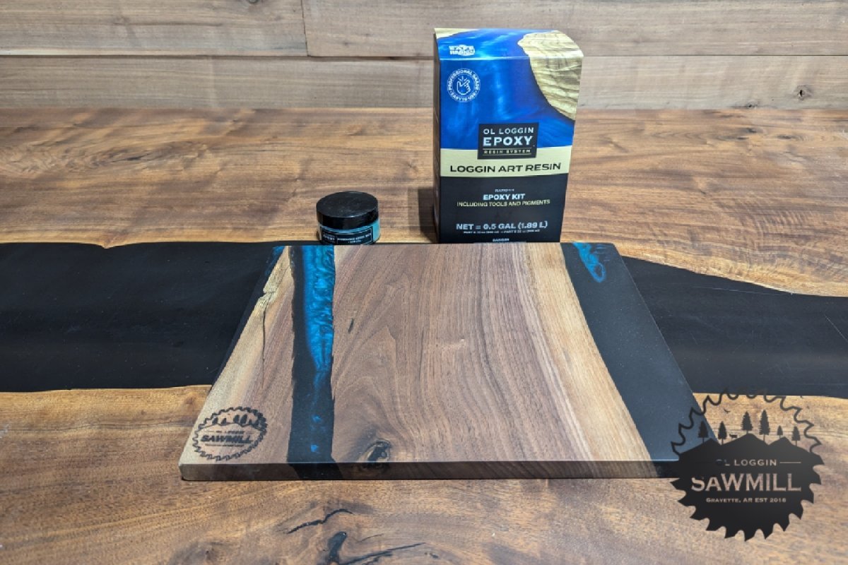 12" X 14" Walnut and Epoxy Serving Tray - Midnight River - My Store