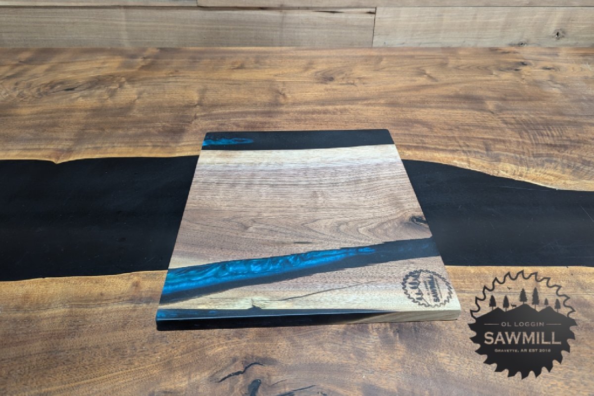 12" X 14" Walnut and Epoxy Serving Tray - Midnight River - My Store