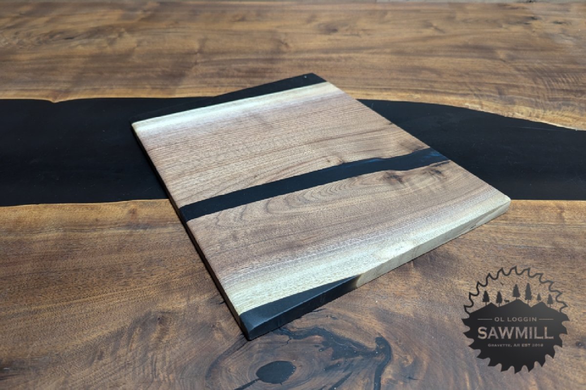 12" x 14" Walnut and Epoxy Serving Tray - Obsidian Rivers - My Store