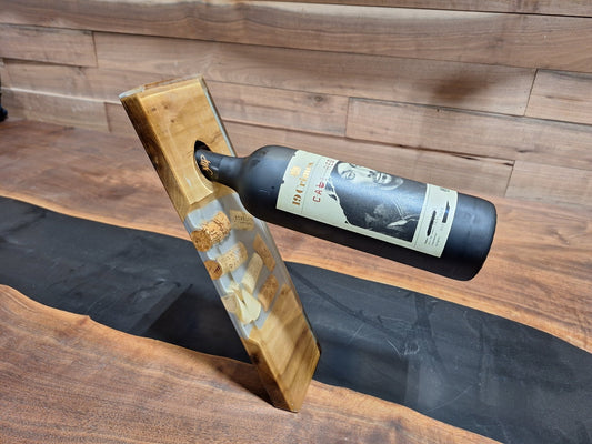 Angled Floating Wine Bottle Holder - Ol Loggin Sawmill