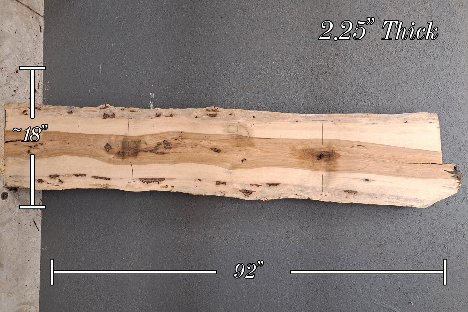 Hickory Live Edge Wood Slab - 34.5 BF - My Store