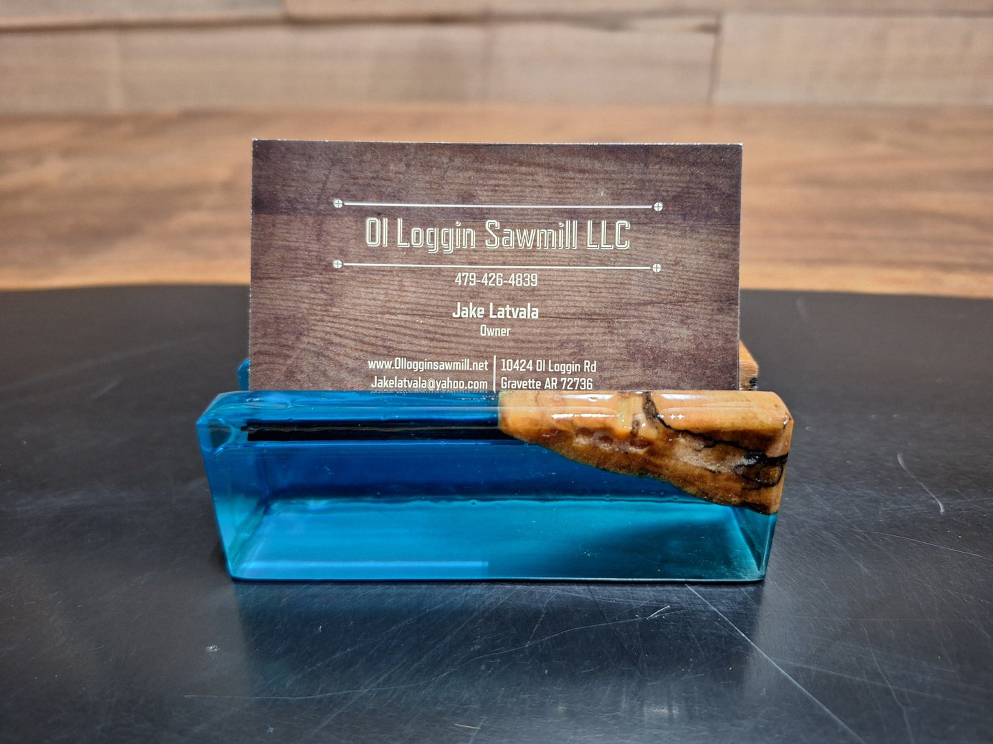 Maple & Blue Epoxy Business Card Holder - 2" x 4" - My Store