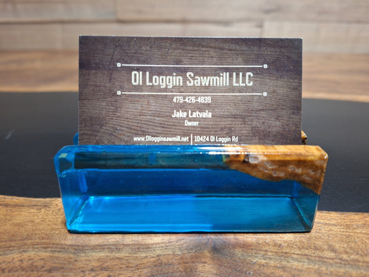 Maple & Blue Epoxy Business Card Holder - 2" x 4" - My Store