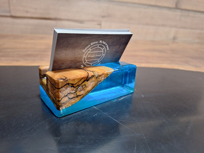 Maple & Blue Epoxy Business Card Holder - 2" x 4" - My Store