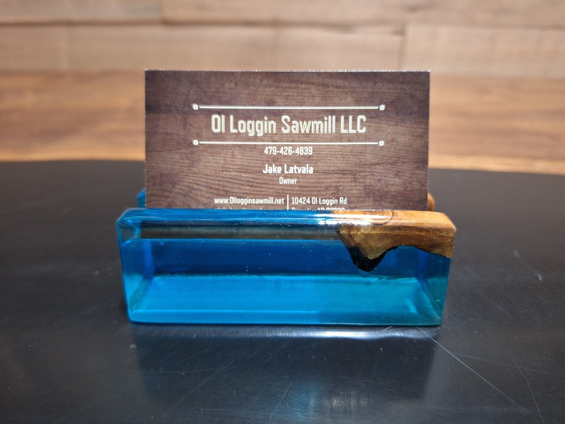 Maple & Blue Epoxy Business Card Holder - 2" x 4" - My Store