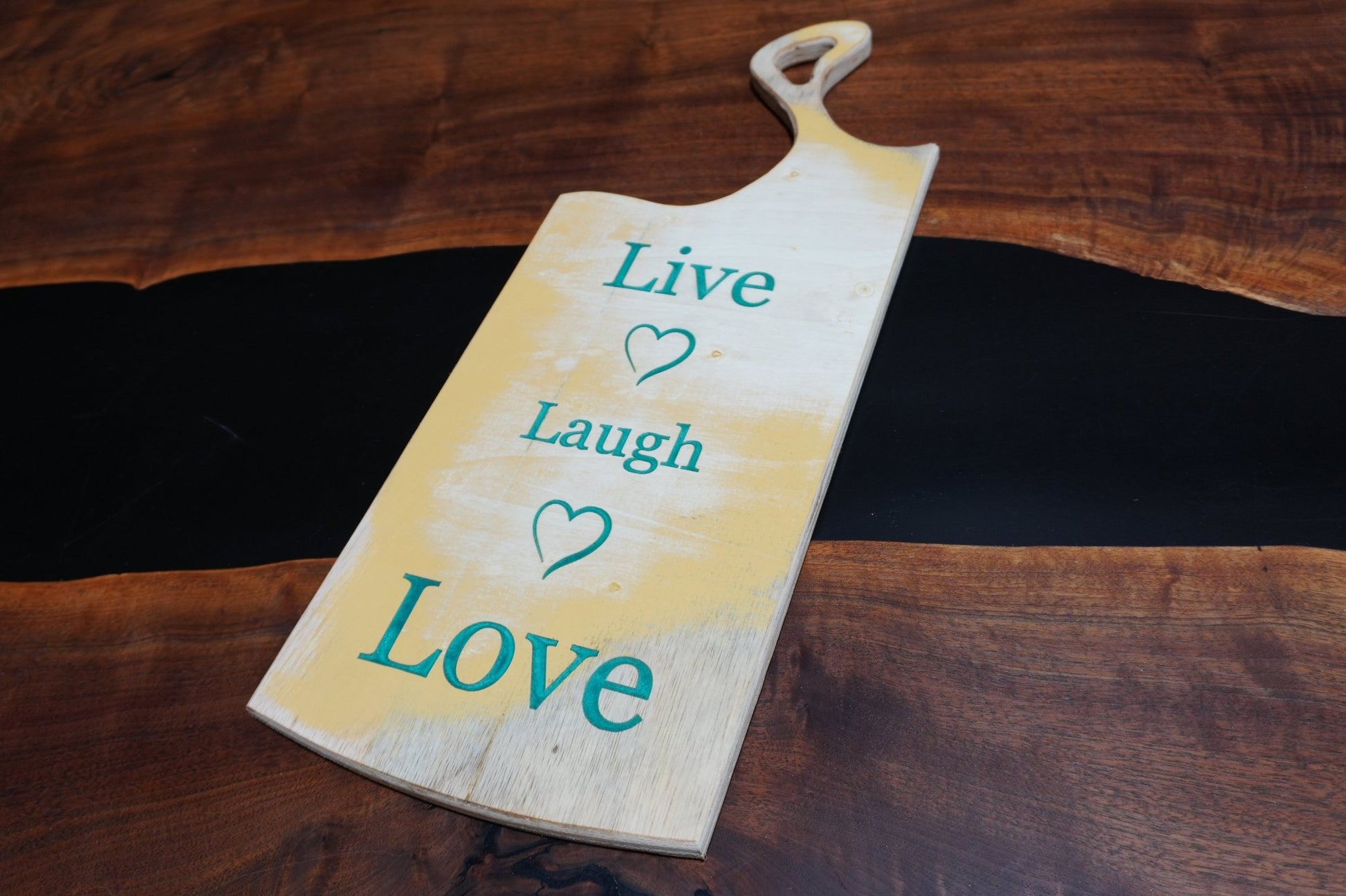 Rustic Live Laugh Love Wall Hanger – Epoxy - Filled Decor - Ol Loggin Sawmill