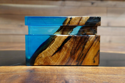 Wood and Blue Epoxy Phone Holder – 4"x6"x1.5" - Ol Loggin Sawmill